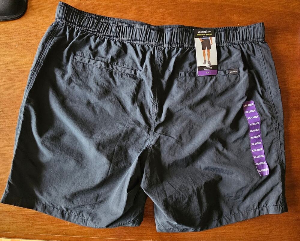 Eddie Bauer Mens Ripstop Gray Cargo Tech Shorts NWT